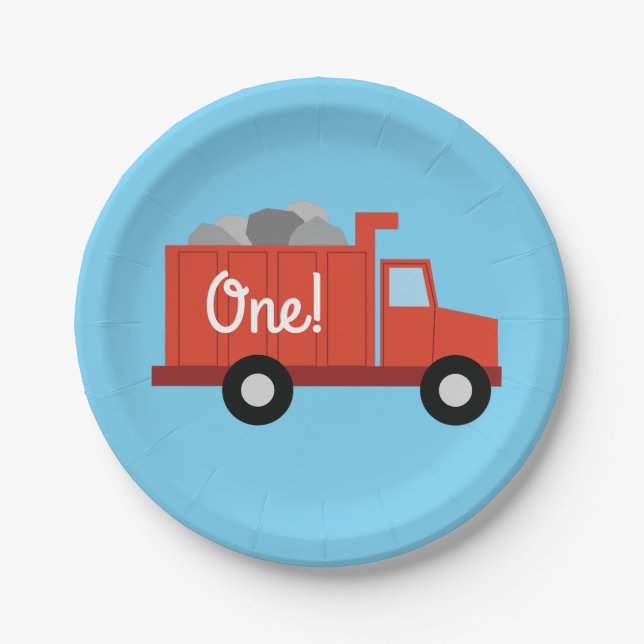 Trucks Cars Cute Boy Kids Birthday Party Theme Paper Plate (Front)