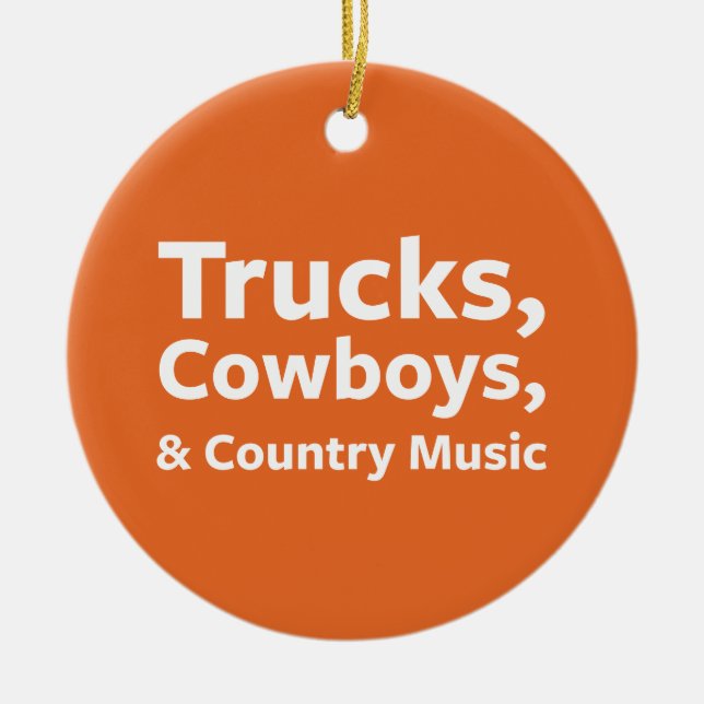 Trucks, Cowboys and Country Music Ceramic Tree Decoration (Front)