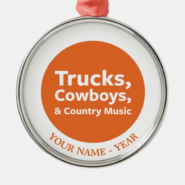 Trucks, Cowboys and Country Music Metal Tree Decoration (Front)