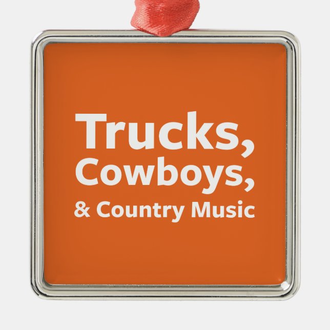 Trucks, Cowboys and Country Music Metal Tree Decoration (Front)