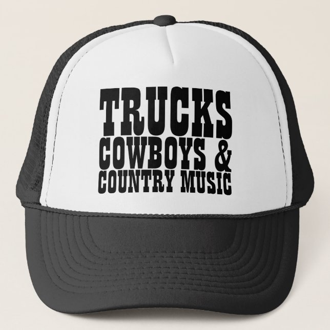 Trucks Cowboys Country Music Trucker Hat (Front)