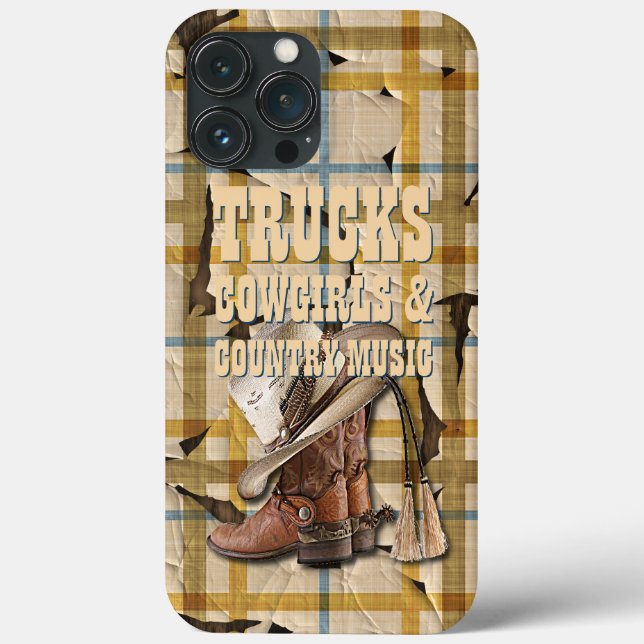 Trucks Cowgirls Country Music Plaid Tartan Pattern Case-Mate iPhone Case (Back)