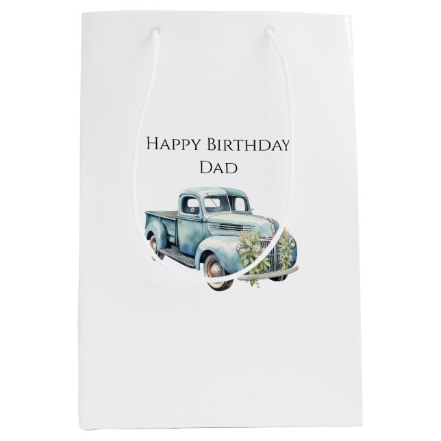 Trucks Dad Birthday Medium Gift Bag (Front)
