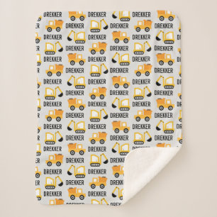 Trucks Digger & Dump Truck Construction Vehicles Sherpa Blanket
