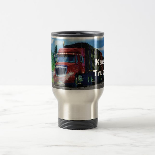 Trucks for Truckers & Truck-lovers Travel Mug (Center)