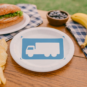 Trucks Road Sign Paper Plates