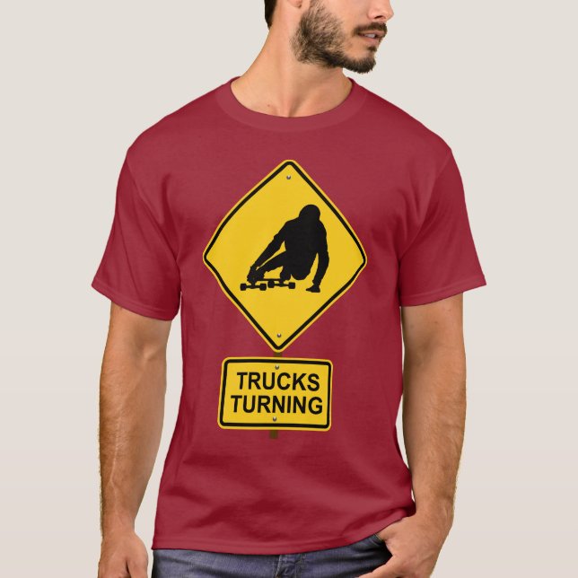 trucks turning skateboarding t-shirt (Front)