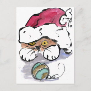 Trudy is Hiding in the Santa Hat Holiday Postcard