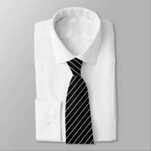 True Black with Ivory White Pinstripes Tie