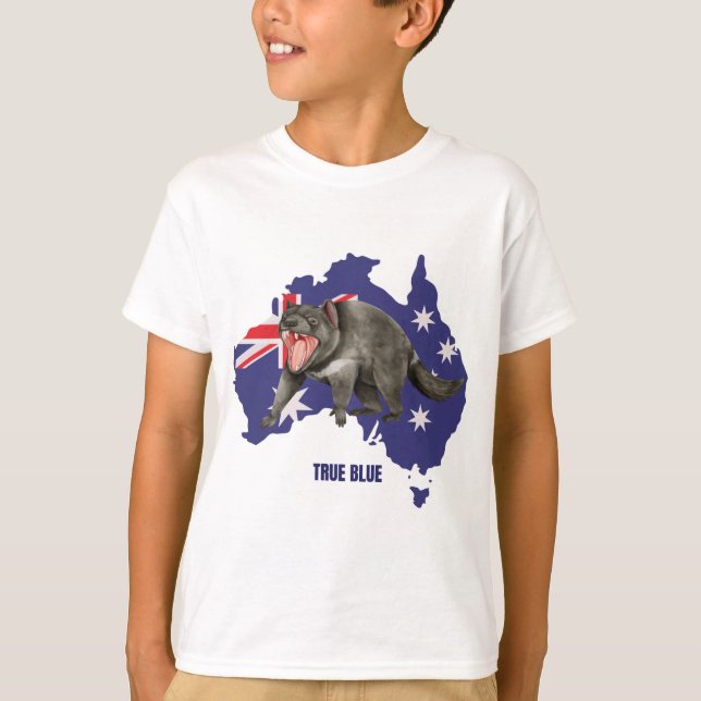 True Blue Australian Tasmanian Devil T-Shirt (Front)