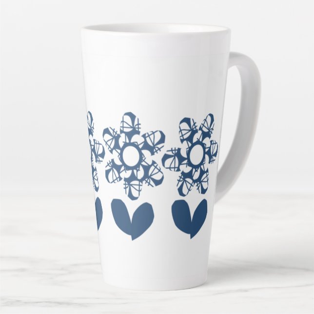 True Blue Deco Daisy Latte Mug (Right Angle)
