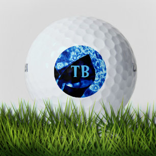 True Blue Edgy Abstract Personalised Initials Golf Balls