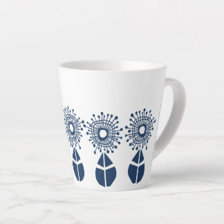 True Blue Floral Orbs Latte Mug
