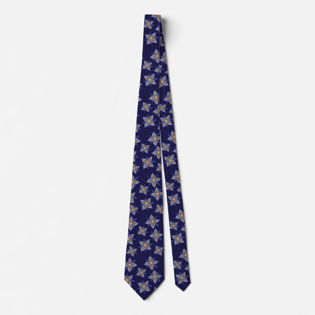True Blue Funky Flower Tie (Front)