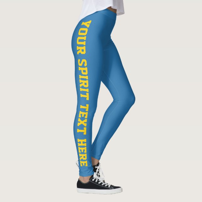 True Blue Gold Custom School Spirit Text Leggings (Right)