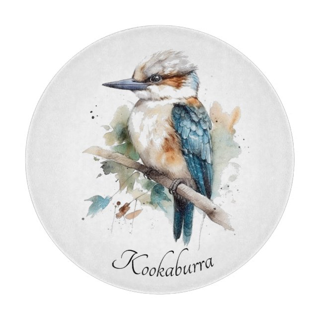 True Blue Kookaburra, custom Cutting Board (Front)