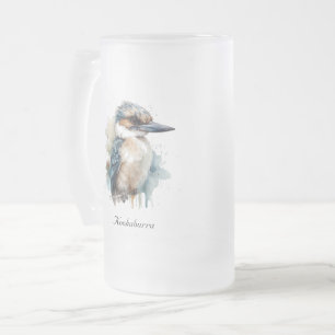 True Blue Kookaburra, custom Frosted Glass Beer Mug