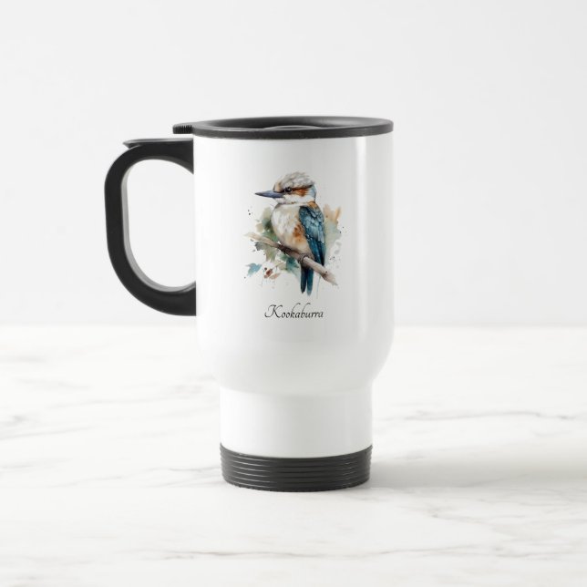 True Blue Kookaburra, custom Travel Mug (Left)