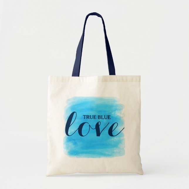 True Blue Love Text Design Tote Bag (Front)