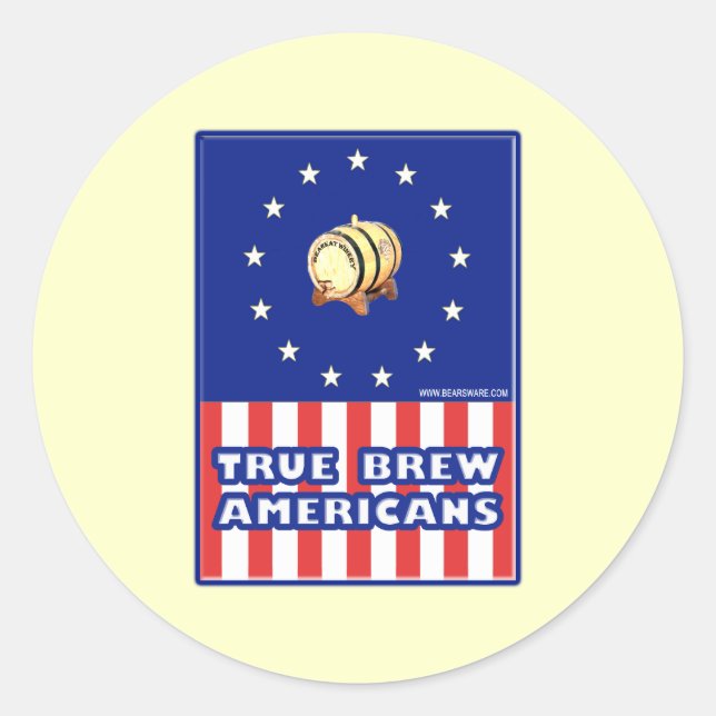 True Brew Wine Americans Classic Round Sticker (Front)