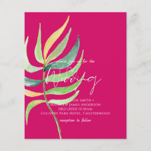 True Color TROPICAL LEAF Budget Wedding Invites