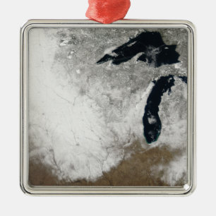 True-colour image of snow metal tree decoration