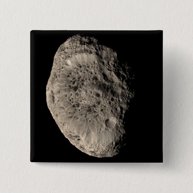 True colour mosaic of Saturn's moon Hyperion 15 Cm Square Badge (Front)