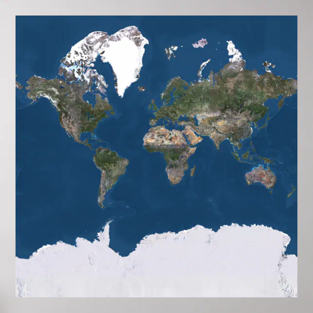 True colour satellite world map poster | Zazzle