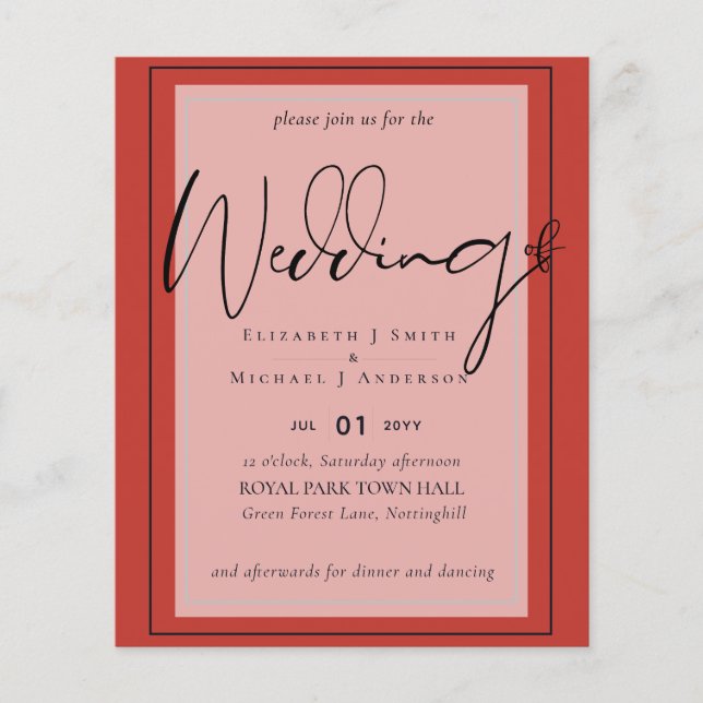 True Colour Script Typography Budget Wedding (Front)
