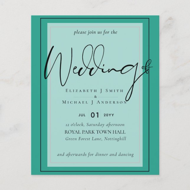 True Colour Script Typography Budget Wedding (Front)