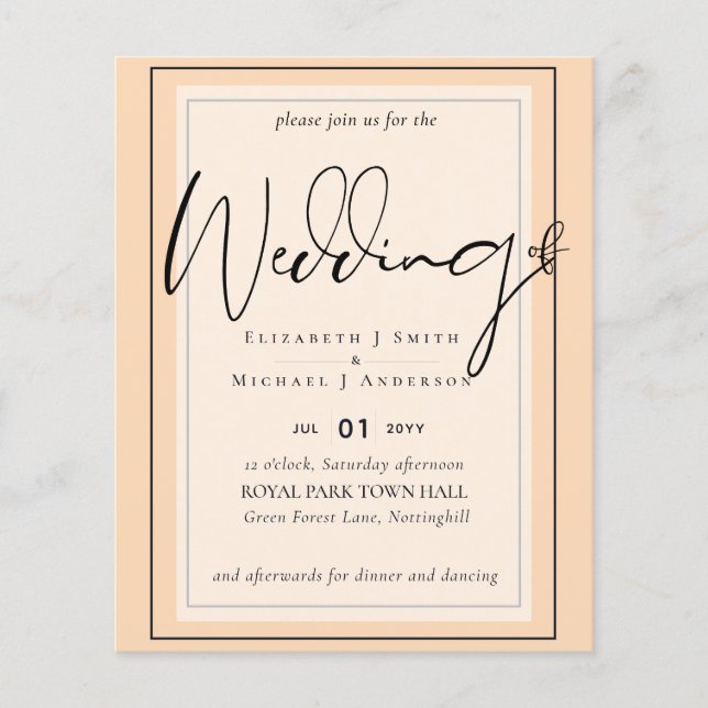 True Colour Script Typography Budget Wedding (Front)
