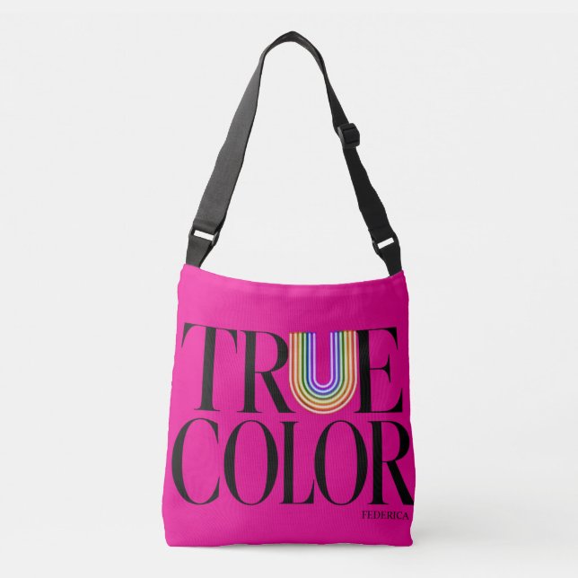 True Colours Editorial Custom Typography Design Crossbody Bag (Front)