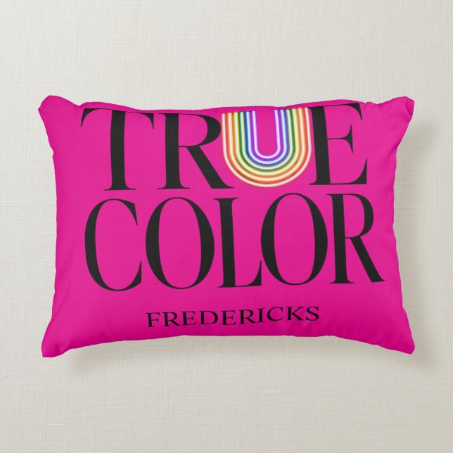 True Colours Editorial Custom Typography Design Decorative Cushion (Front)