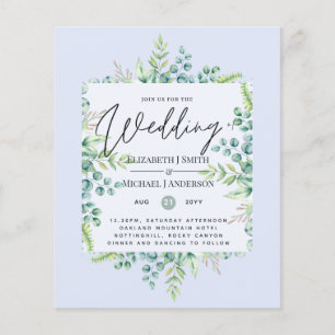 True Colours GREENERY Modern Budget Wedding Invite