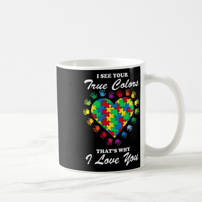 True Colours Heart Puzzle Cool Autism Awareness Gi Coffee Mug (Right)