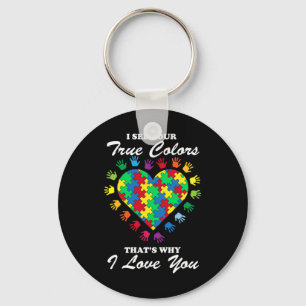 True Colours Heart Puzzle Cool Autism Awareness Gi Key Ring
