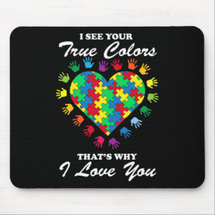 True Colours Heart Puzzle Cool Autism Awareness Gi Mouse Mat