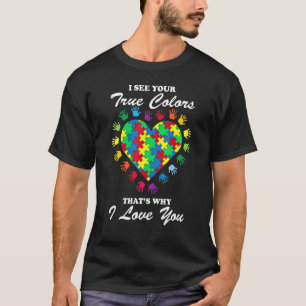 True Colours Heart Puzzle Cool Autism Awareness T-Shirt