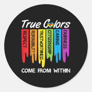 True Colours Heart Puzzle Inspirational Autism Awa Classic Round Sticker