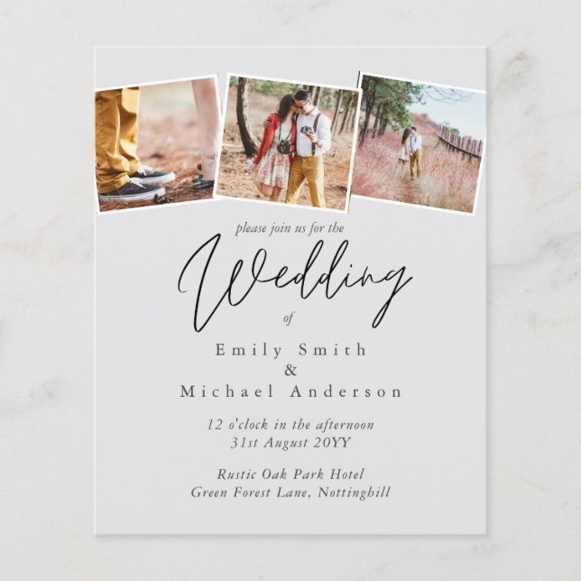True Colours PHOTO Collage Wedding Budget Invites (Front)