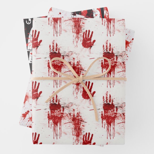 True Crime Horror Pattern Wrapping Paper Sheet (In situ)