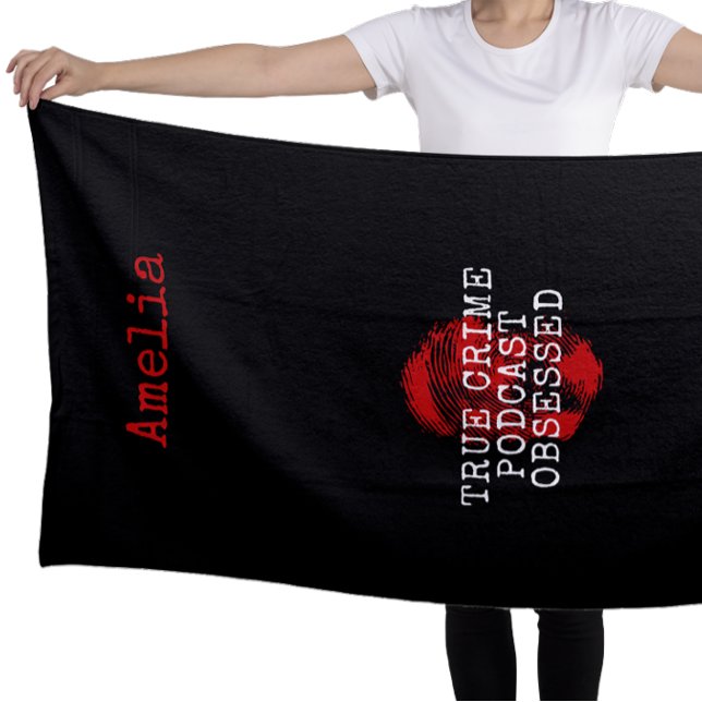 True Crime Podcast Obsessed Personalised Beach Towel (Creator Uploaded)