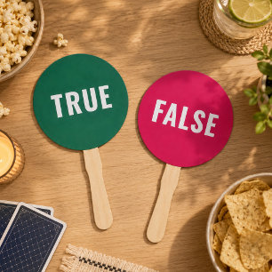 True False Game   Modern Bright Red Green Hand Fan