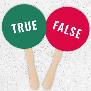 True False Game   Modern Bright Red Green Hand Fan