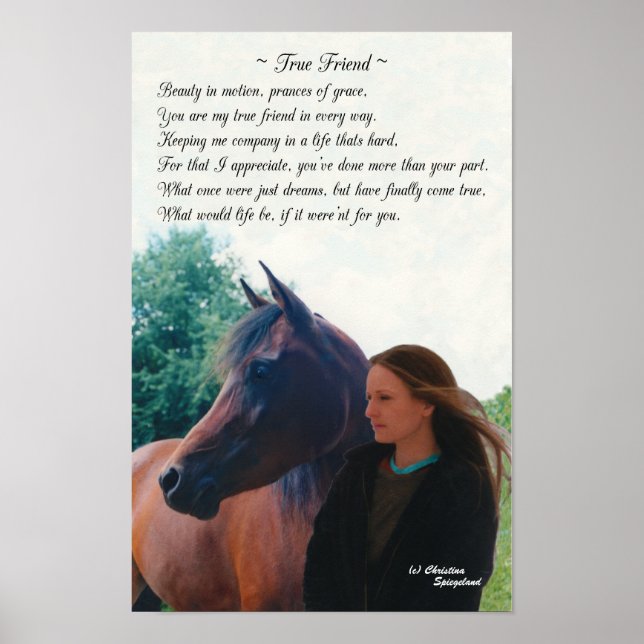 True Friend Arabian Horse Poem Poster (Front)