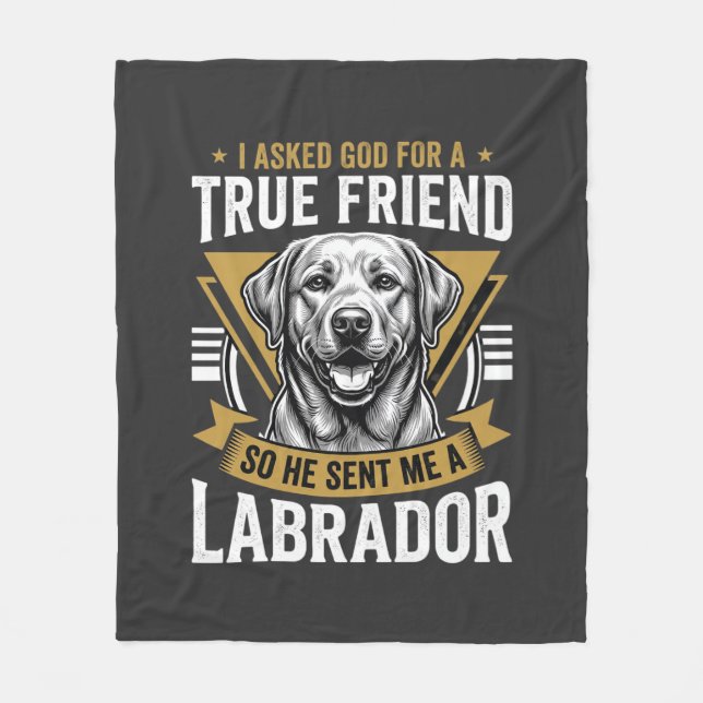 True Friend Labrador Dog Fleece Blanket (Front)