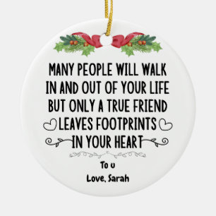 true friend leaves footprints in your heart ceramic tree decoration