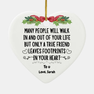 true friend leaves footprints in your heart  ceramic tree decoration