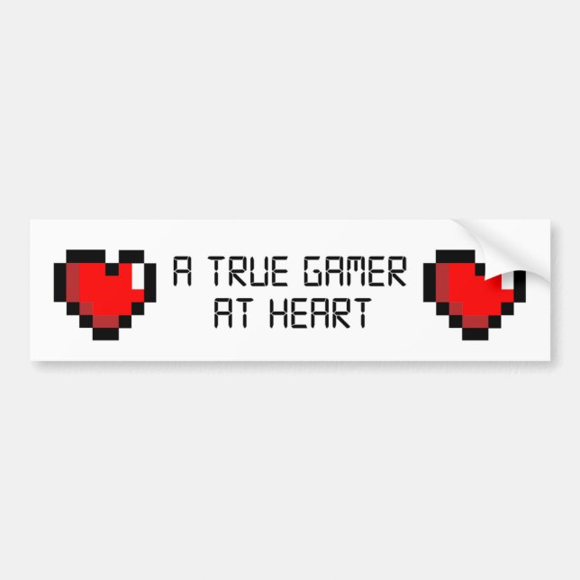 True Gamer at Heart Bumper Sticker (Front)