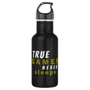 True Gamer never Sleeps Funny Quote Black 532 Ml Water Bottle